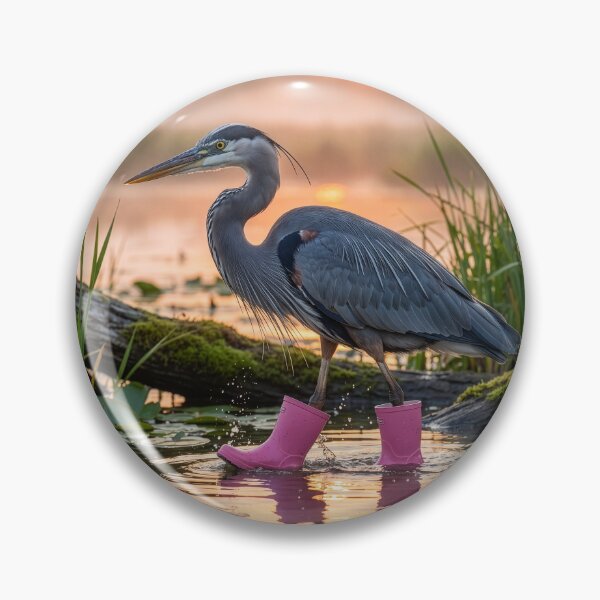 Item preview, Majestic Great Blue Heron in Pink Waders designed and sold by Tridentulus.