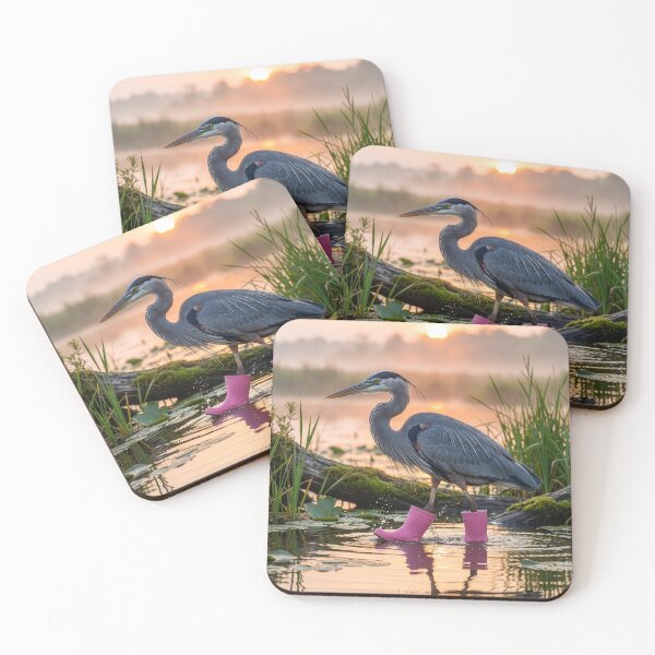 Item preview, Majestic Great Blue Heron in Pink Waders designed and sold by Tridentulus.
