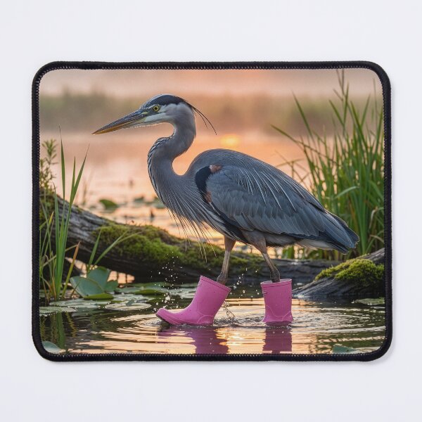 Item preview, Majestic Great Blue Heron in Pink Waders designed and sold by Tridentulus.