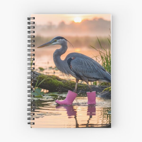 Item preview, Majestic Great Blue Heron in Pink Waders designed and sold by Tridentulus.