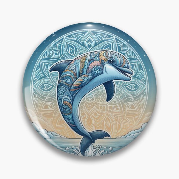 Item preview, Mandala Dolphin Ocean Waves Summer Sunrise Art designed and sold by Soluna Studio.