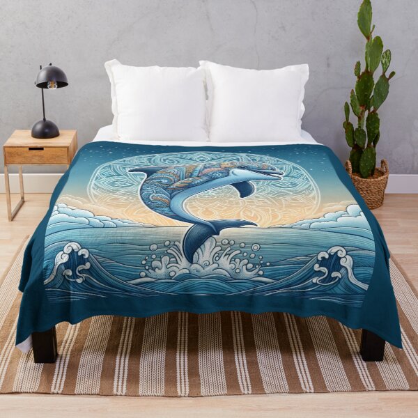 Item preview, Mandala Dolphin Ocean Waves Summer Sunrise Art designed and sold by Soluna Studio.