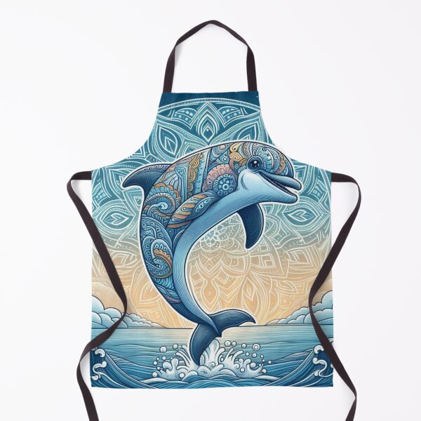Item preview, Mandala Dolphin Ocean Waves Summer Sunrise Art designed and sold by Soluna Studio.