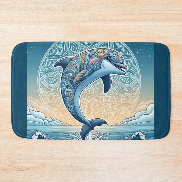 Item preview, Mandala Dolphin Ocean Waves Summer Sunrise Art designed and sold by Soluna Studio.
