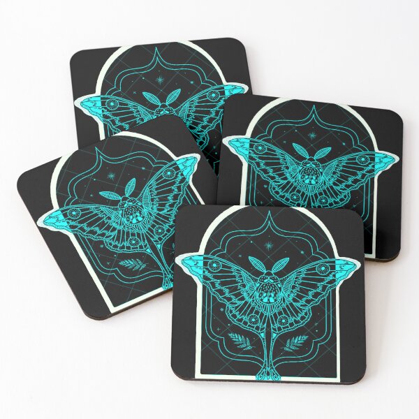 Item preview, White Outline Neon Cyan Luna Moth Portal designed and sold by Ideniquo.