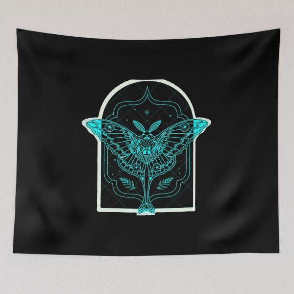 Item preview, White Outline Neon Cyan Luna Moth Portal designed and sold by Ideniquo.