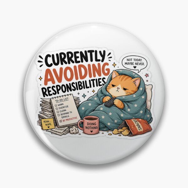 Item preview, Currently Avoiding Responsibilities Cat Sticker designed and sold by Dripzey.