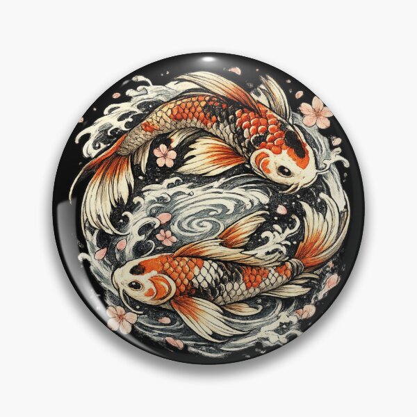 Item preview, Japanese Koi Fish Yin Yang Traditional Ukiyo-e Graphic designed and sold by MagicMakerPh⭐⭐⭐⭐⭐.