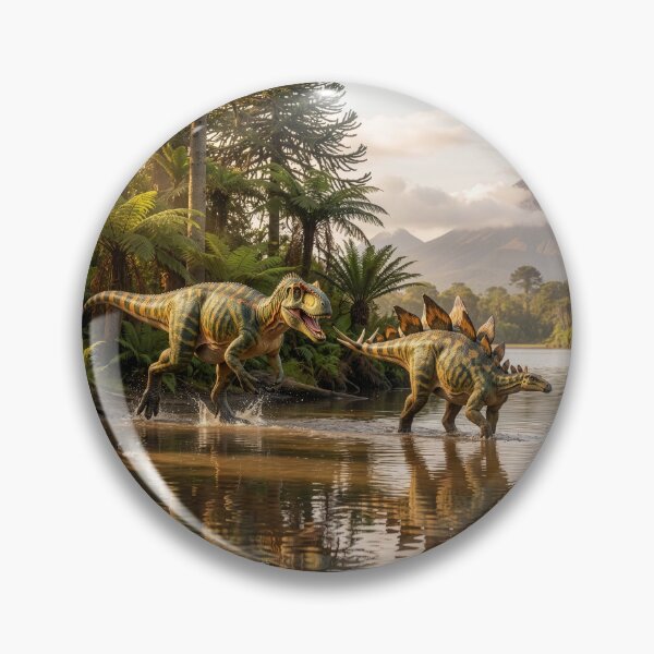 Item preview, Allosaurus Chases Stegosaurus into the Water designed and sold by Tridentulus.