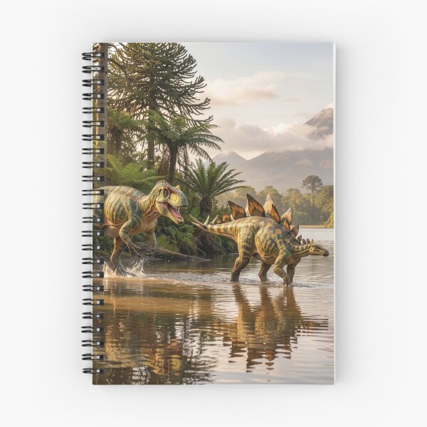 Item preview, Allosaurus Chases Stegosaurus into the Water designed and sold by Tridentulus.