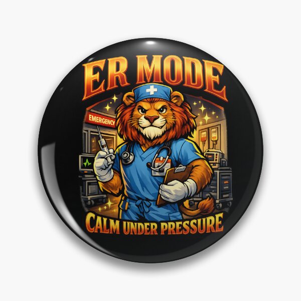 Item preview, Fearless Lion ER Nurse Calm Under Pressure Emergency Room Nurse Week Healthcare Hero Appreciation Gift Emergency Department RN Critical Care Motivation Design designed and sold by ClinicalHubs.