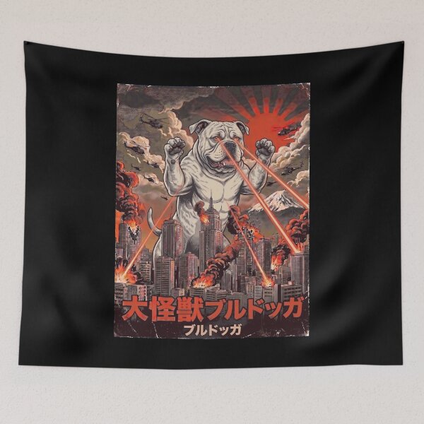 Item preview, American Bulldog Dogzilla Japanese Fuji Art Dog Owner designed and sold by DoodleTortle.