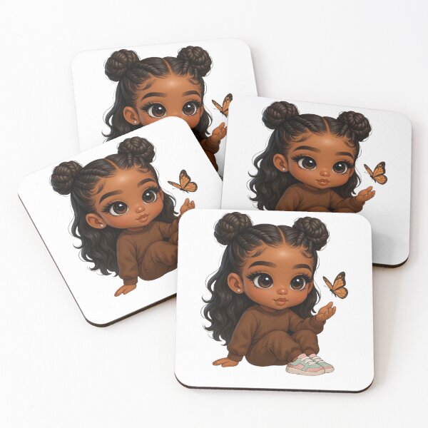 Item preview, Cute Brown Girl Chibi with Butterfly | Kawaii Cartoon Sticker designed and sold by MissDJLI.