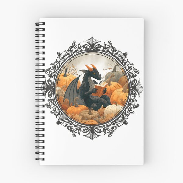 Item preview, Dragon Reading Books with Fall Pumpkin Fantasy Theme T-Shirt designed and sold by rawr00.