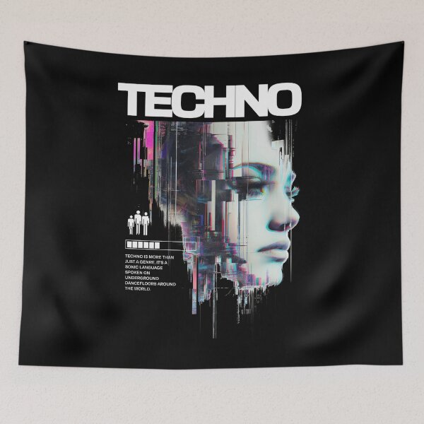 Item preview, TECHNO - Glitched Beauty (White)  designed and sold by Discothreadz.