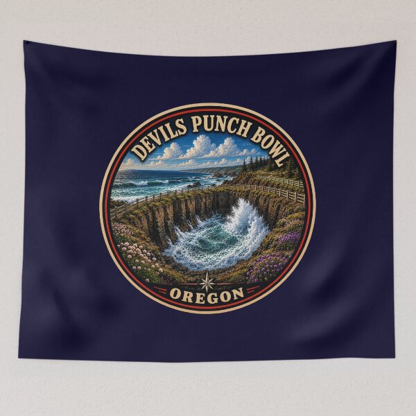 Item preview, Devils Punchbowl Oregon Retro Travel Badge  designed and sold by Swanny's Custom T-shirt and Gift Designs.