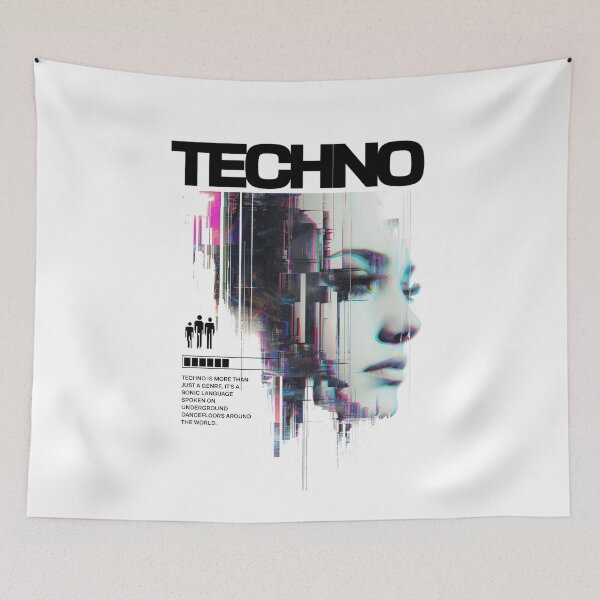 Item preview, TECHNO - Glitched Beauty (Black)  designed and sold by Discothreadz.