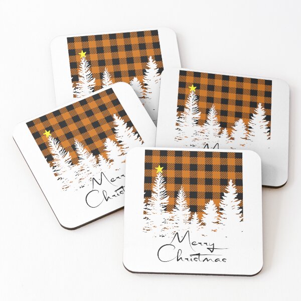 Item preview, Rustic Burnt Orange Buffalo Plaid Forest Merry Christmas designed and sold by GlueGunEnergy.