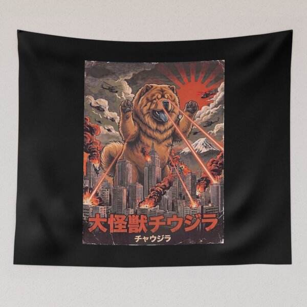 Item preview, Chow Chow Dogzilla Japanese Fuji Art Dog Owner designed and sold by DoodleTortle.
