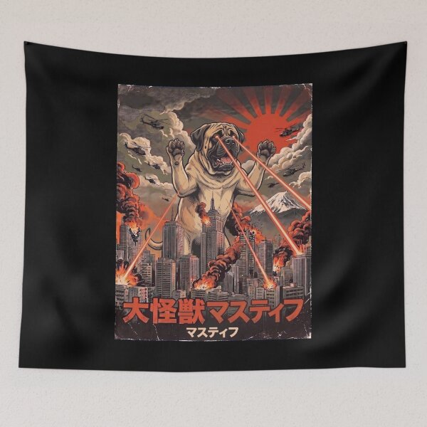 Item preview, English Mastiff Dogzilla Japanese Fuji Art Dog Owner designed and sold by DoodleTortle.