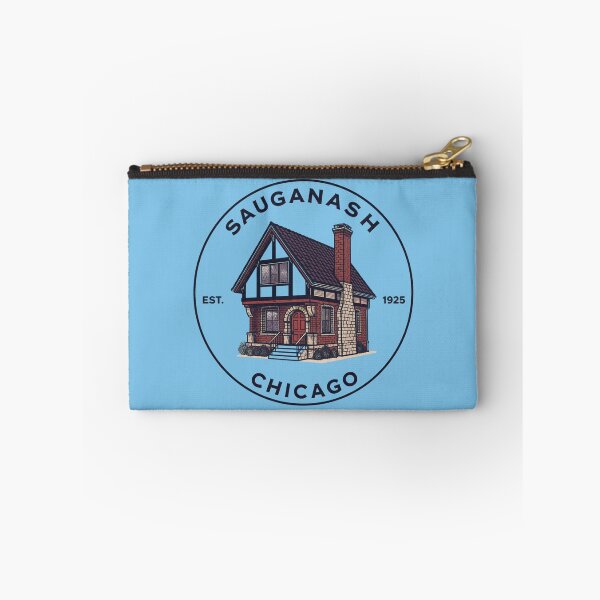 Item preview, Sauganash Chicago bungalow logo with vintage brick house designed and sold by Rue Market.