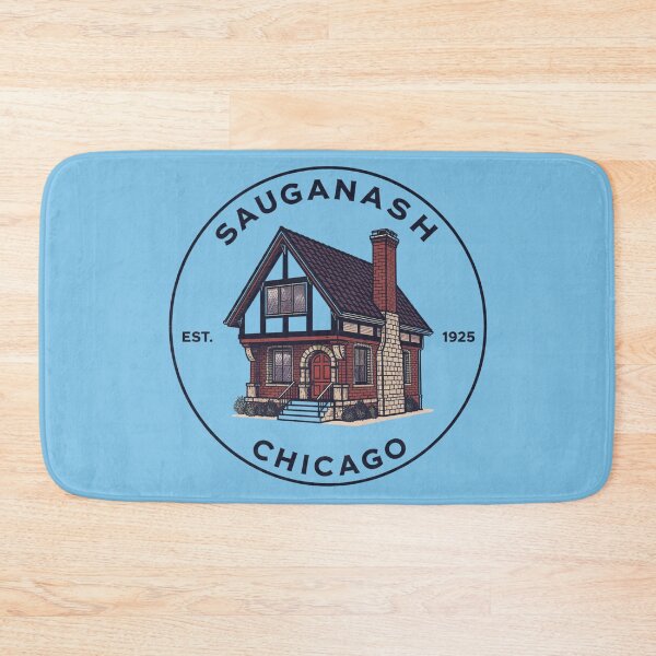 Item preview, Sauganash Chicago bungalow logo with vintage brick house designed and sold by Rue Market.