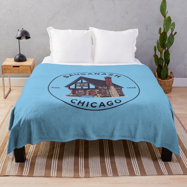 Item preview, Sauganash Chicago bungalow logo with vintage brick house designed and sold by Rue Market.