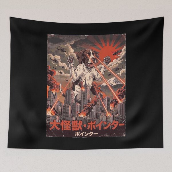 Item preview, English Pointer Dogzilla Japanese Fuji Art Dog Owner designed and sold by DoodleTortle.