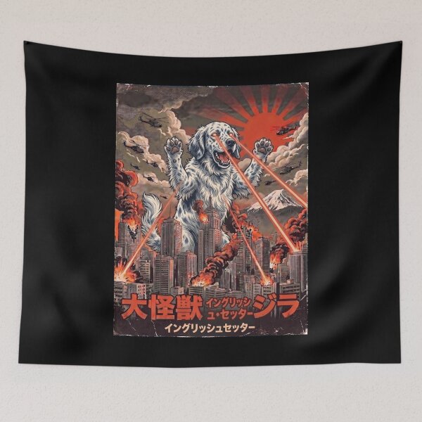 Item preview, English Setter Dogzilla Japanese Fuji Art Dog Owner designed and sold by DoodleTortle.