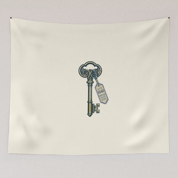 Item preview, Vintage hotel key with ornate room suite tag designed and sold by Rue Market.