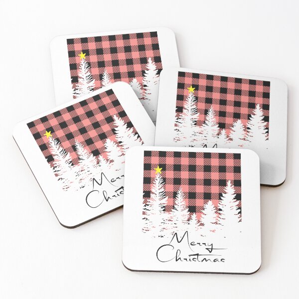 Item preview, Rustic Pink Buffalo Plaid Forest Merry Christmas designed and sold by GlueGunEnergy.