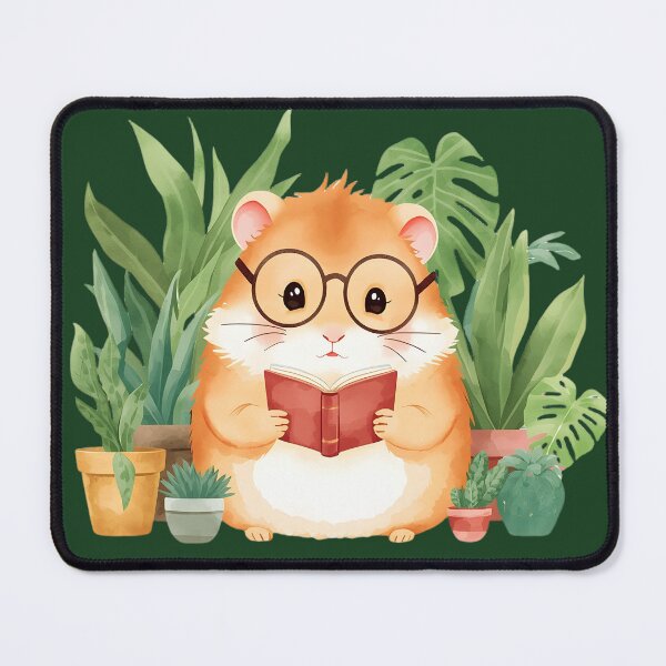 Item preview, Cute Hamster Reading to Houseplants designed and sold by KooksStudio.