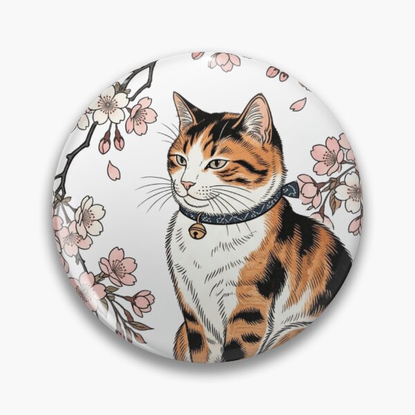 Item preview, Sakura Cat – Traditional Japanese Cherry Blossom Cat Illustration designed and sold by vekotpu.