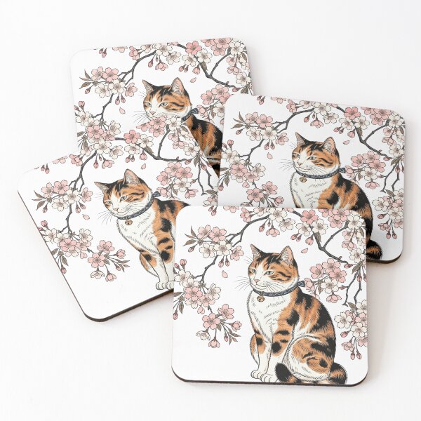 Item preview, Sakura Cat – Traditional Japanese Cherry Blossom Cat Illustration designed and sold by vekotpu.