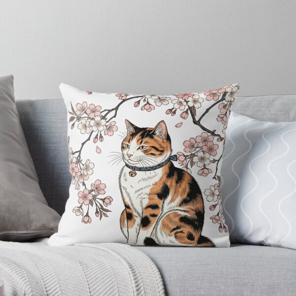 Item preview, Sakura Cat – Traditional Japanese Cherry Blossom Cat Illustration designed and sold by vekotpu.