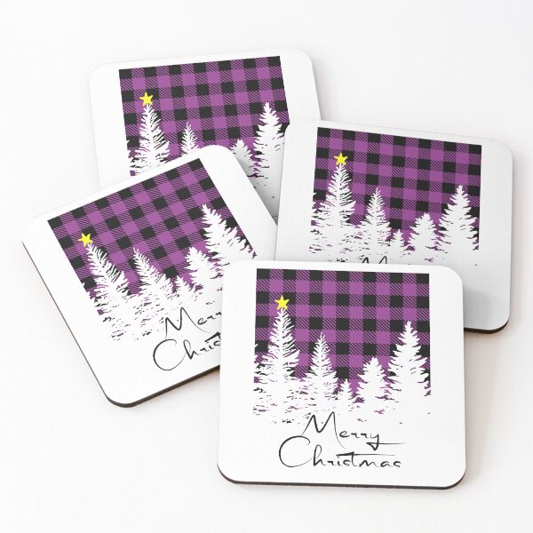 Item preview, Rustic Purple Buffalo Plaid Forest Merry Christmas designed and sold by GlueGunEnergy.
