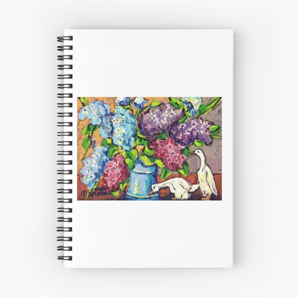 Item preview, Lilac Floral Bouquet With Ceramic Ducks – Original Painting designed and sold by framiorville.
