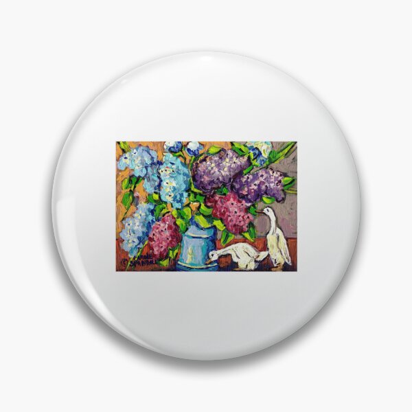 Item preview, Lilac Floral Bouquet With Ceramic Ducks – Original Painting designed and sold by framiorville.