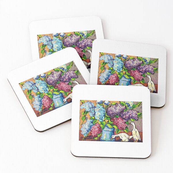 Item preview, Lilac Floral Bouquet With Ceramic Ducks – Original Painting designed and sold by framiorville.