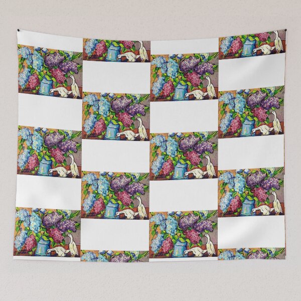 Item preview, Lilac Floral Bouquet With Ceramic Ducks – Original Painting designed and sold by framiorville.