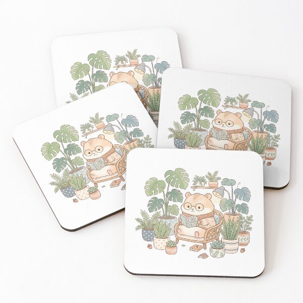 Item preview, Cute Hamster Reading to Houseplants designed and sold by KooksStudio.