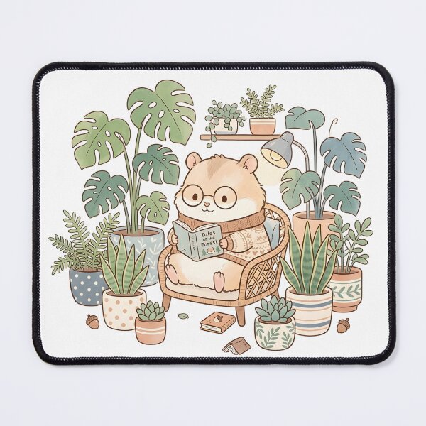 Item preview, Cute Hamster Reading to Houseplants designed and sold by KooksStudio.