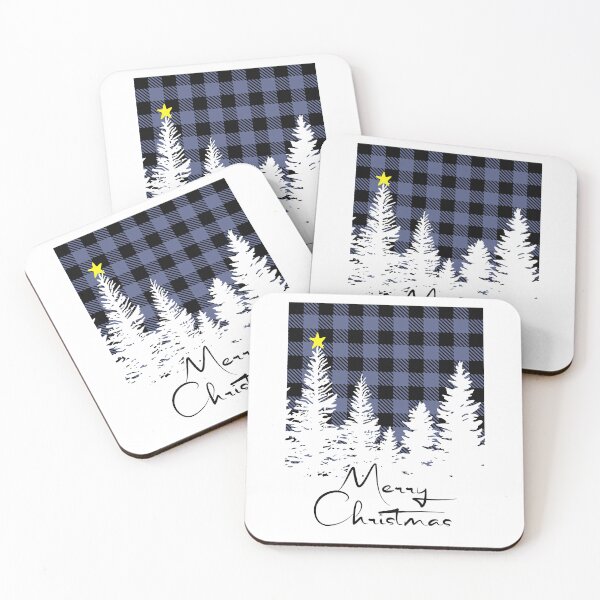 Item preview, Rustic Blue Buffalo Plaid Forest Merry Christmas designed and sold by GlueGunEnergy.