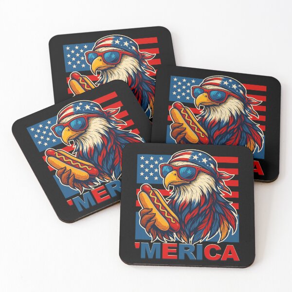 Item preview, Funny Merica Bald Eagle Eating Hot Dog 4th Of July Retro Comic designed and sold by Vermanartist.