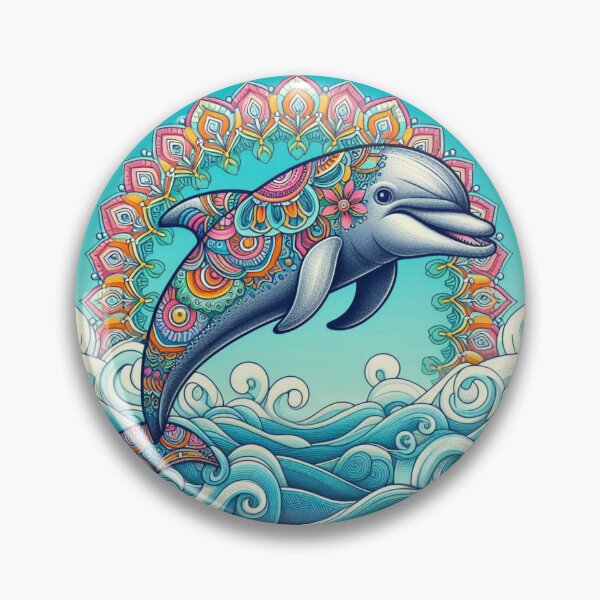 Item preview, Floral Mandala Dolphin Ocean Waves Summer Beach Art designed and sold by Soluna Studio.