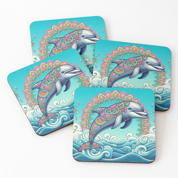 Item preview, Floral Mandala Dolphin Ocean Waves Summer Beach Art designed and sold by Soluna Studio.