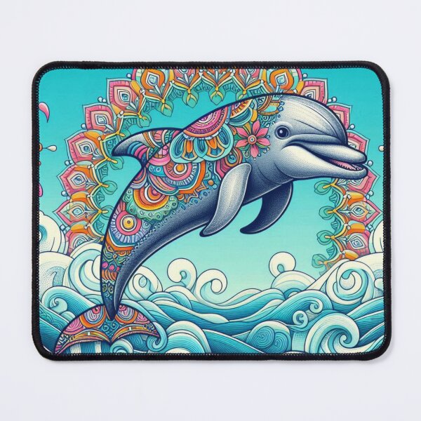 Item preview, Floral Mandala Dolphin Ocean Waves Summer Beach Art designed and sold by Soluna Studio.