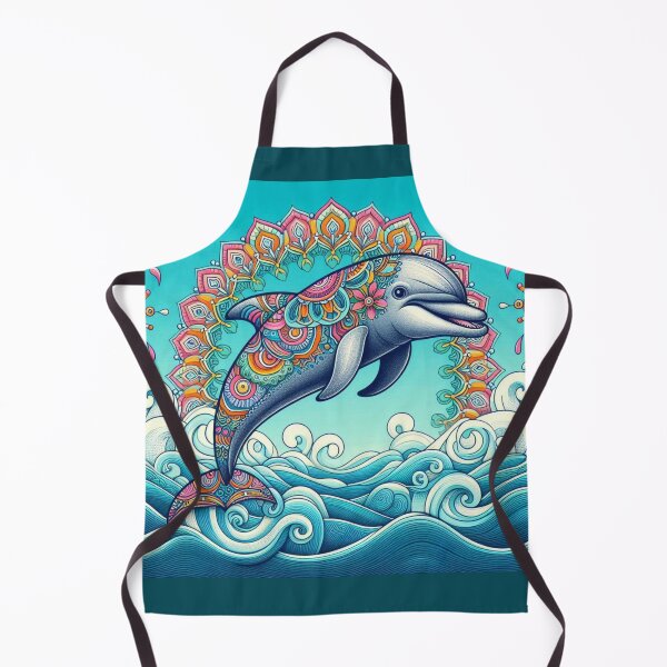 Item preview, Floral Mandala Dolphin Ocean Waves Summer Beach Art designed and sold by Soluna Studio.
