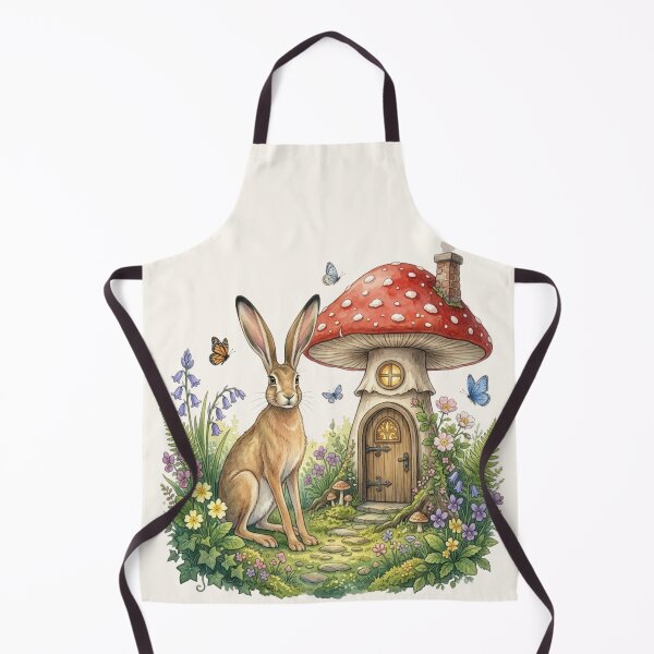 Item preview, Hare Mushroom House Watercolor Cottagecore Art designed and sold by CalmCapy Co.