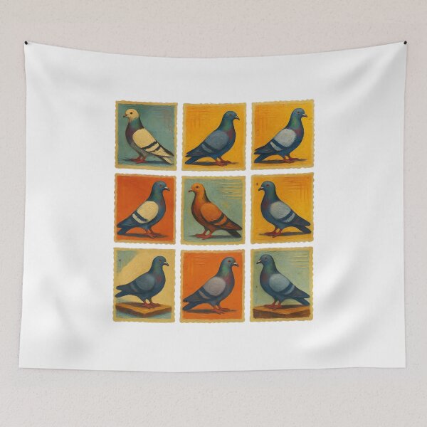 Item preview, Vintage Pigeon Stamp Grid designed and sold by FreakyNaked.